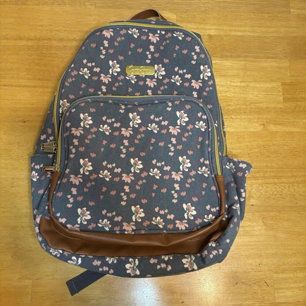 Jessica Simpson Backpack Womens School Floral Adjust Straps Blue Pink Adult G5